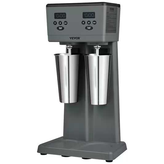 1.44 Qt. Grey Milkshake Maker,375-Watt X 2 Electric Milkshake Machine, Commercial Double Heads Drink Stand Mixer Blender